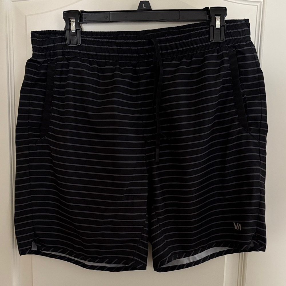 RVCA Men's Black and Gray Athletic Shorts